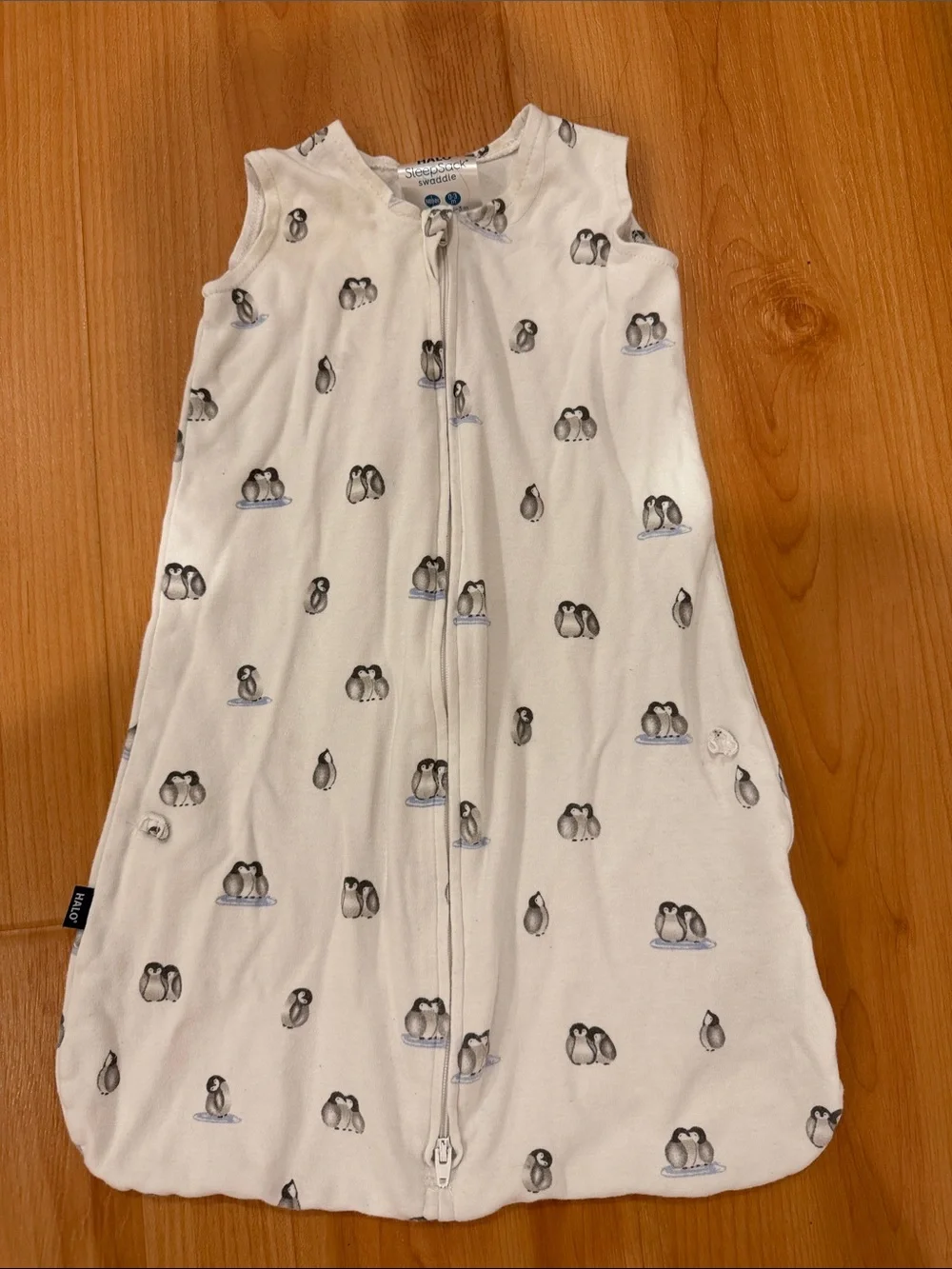 Halo Cream Penguin Print Sleep Sack - Zipper Front